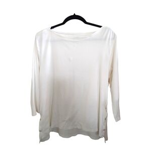 Talbot's White Stretch Weekend 3/4 Sleeve Side Button Tee Size XL